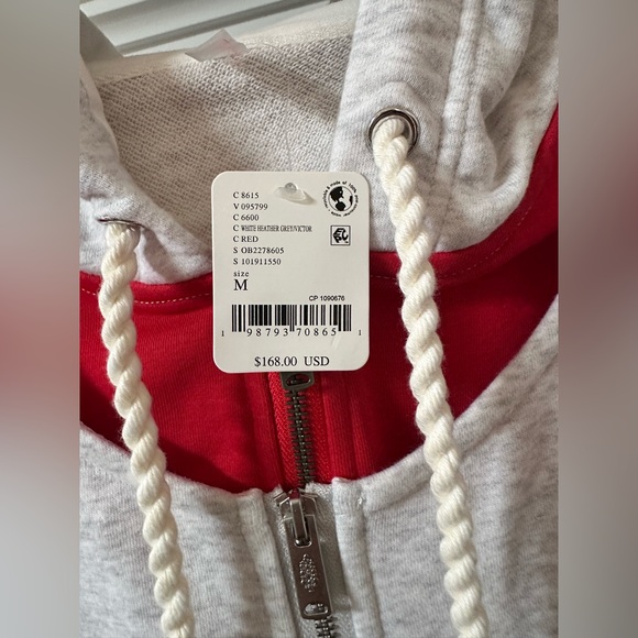 Free People Gray and Red double zip up Hoodie🌺 - Picture 6 of 10